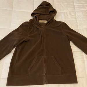 Womens chocolate brown fleece zip up hoodie